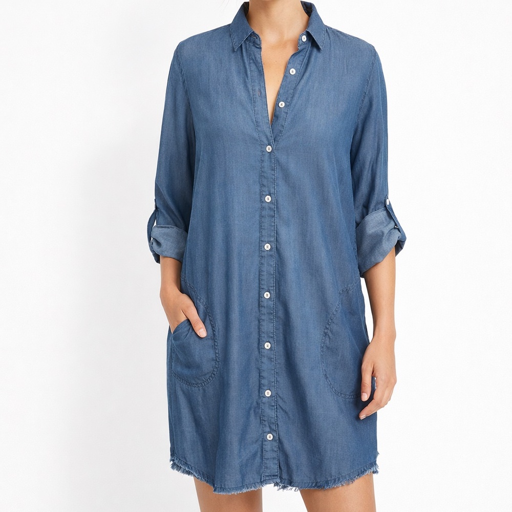 Tommy Bahama Blue Chambray Long Sleeve Shirt Dress